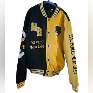 Focus - Heartbreaker Dove Fleece Varsity Jacket - Yellow/Black 2XL